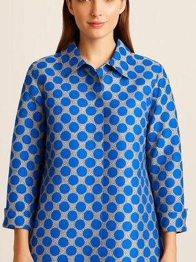 Bala Bala Polka Dot Jacket Blue Gray Vintage Size L